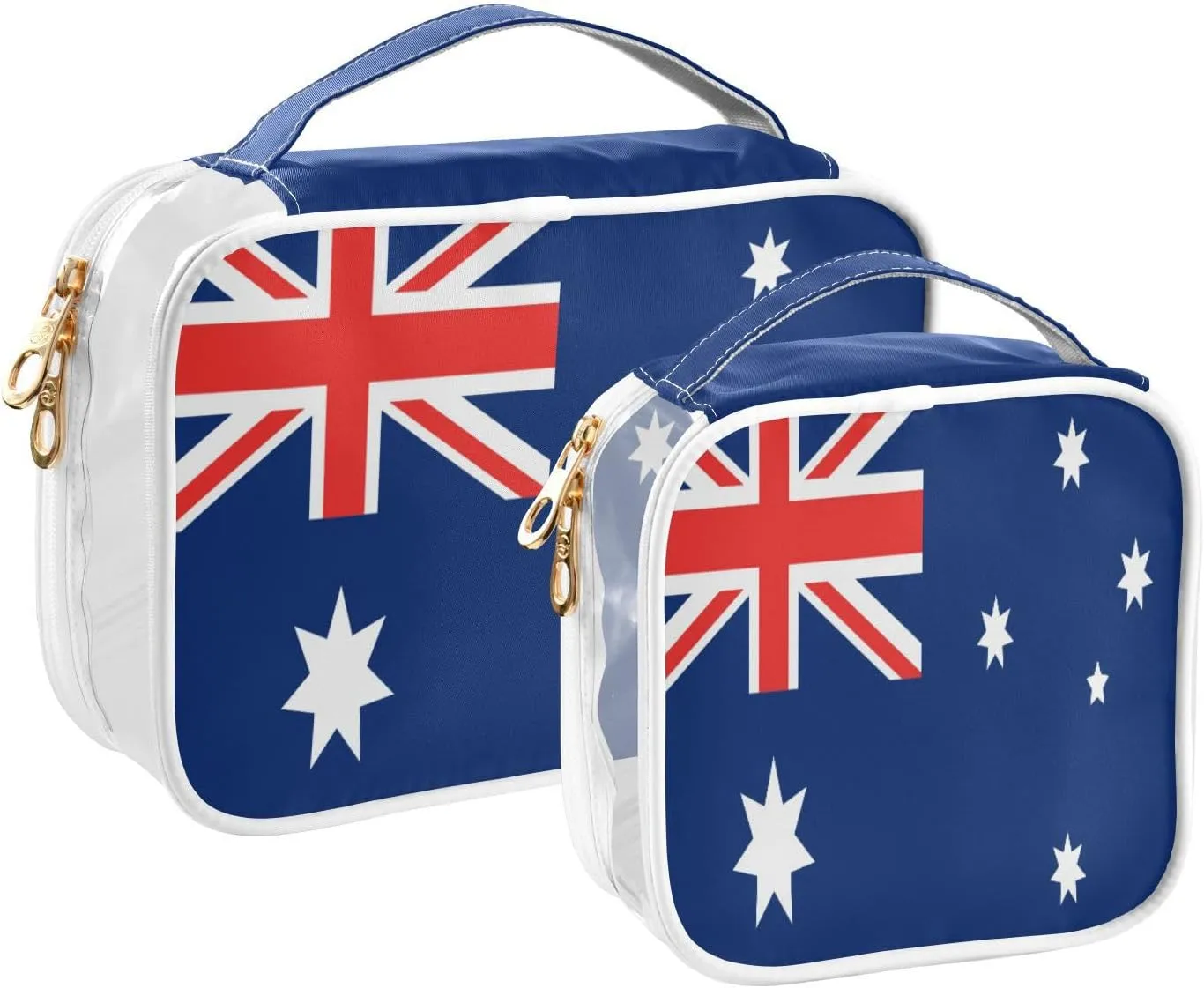 DOMIKING Australia Flag Clear Makeup Bags for Women Men Portable Cosmetic Organizer Pouch Travel Toiletry Storage Bag for Travel Gym Daily