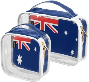 DOMIKING Australia Flag Clear Makeup Bags for Women Men Portable Cosmetic Organizer Pouch Travel Toiletry Storage Bag for Travel Gym Daily