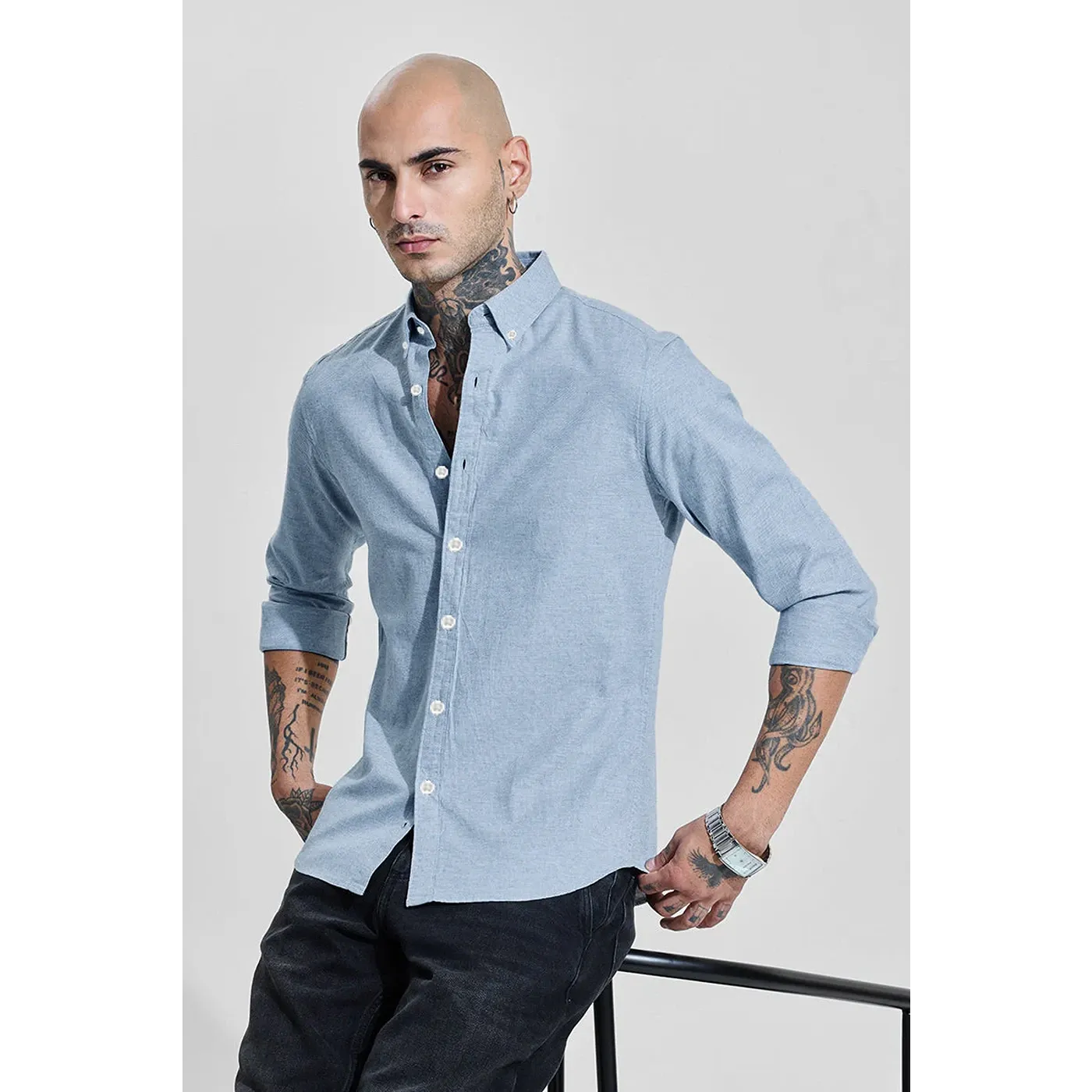 Dusty Blue Slim Fit Shirt