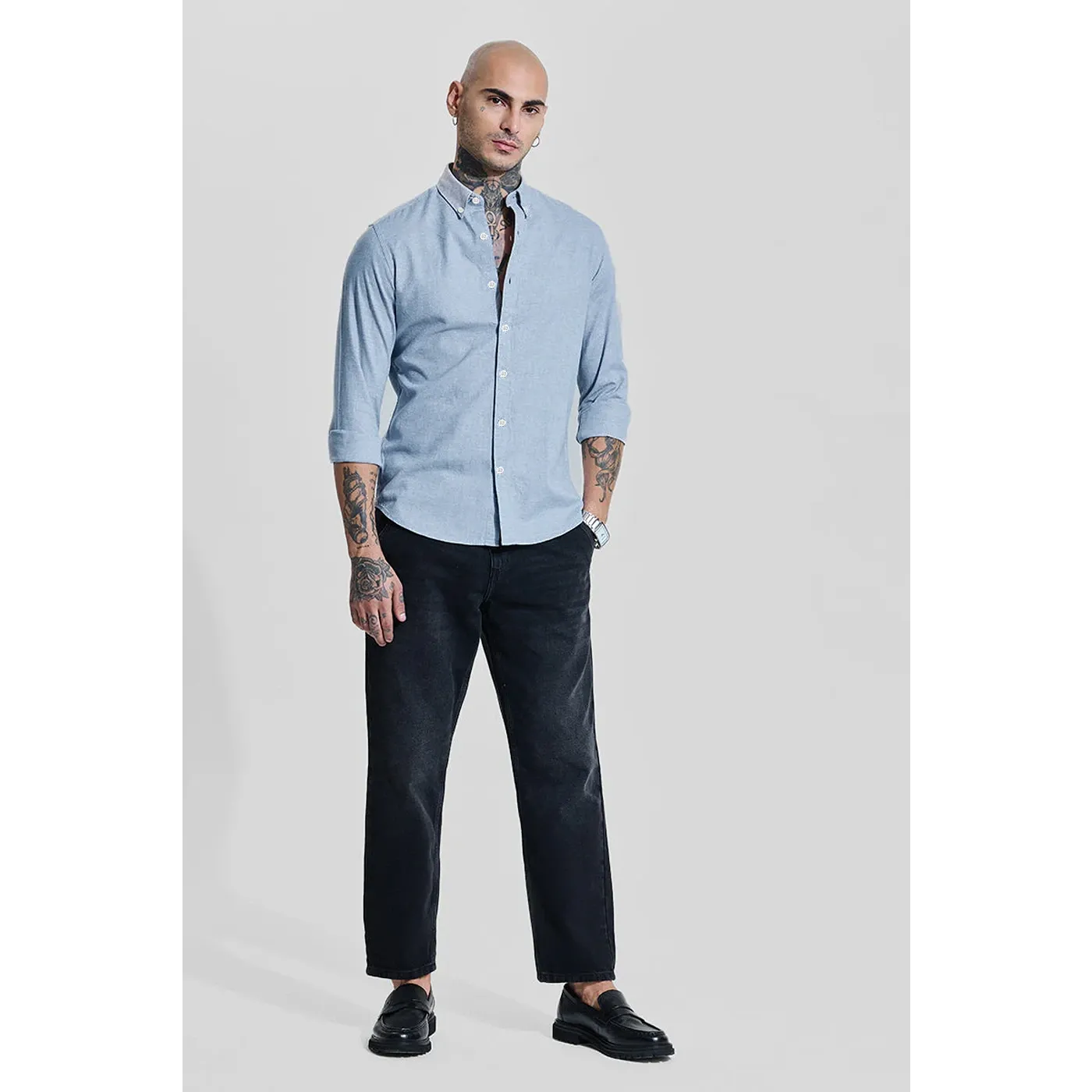 Dusty Blue Slim Fit Shirt
