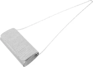 Elegant Shiny Pleated Clutch Purse Wedding Evening Bag for Women Chain Shoulder