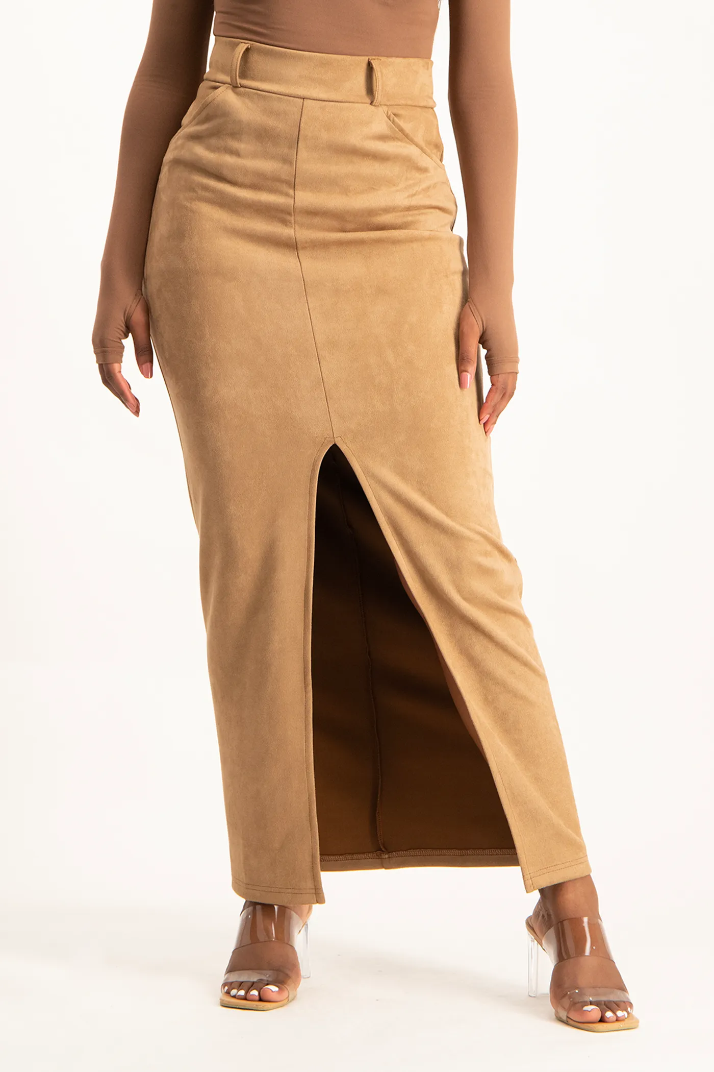 Ester Suede Maxi Skirt - Mocha