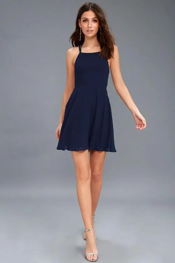 European And American Sexy Sleeveless Suspender Hollow Waist Solid Color Chiffon Dress