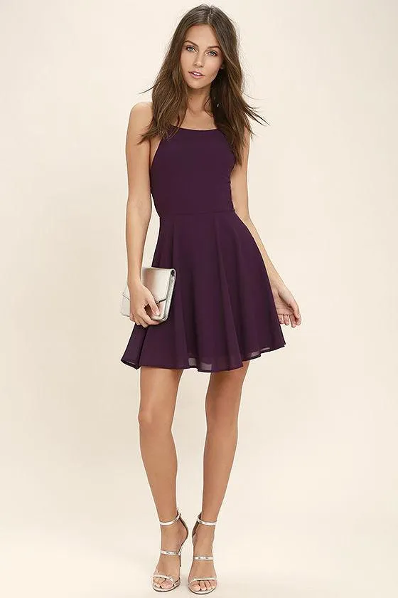 European And American Sexy Sleeveless Suspender Hollow Waist Solid Color Chiffon Dress