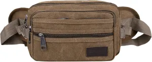 Fanny Pack for Men Women Canvas Crossbody Waist Bag Zip up Shoulder Chest Belt Phone Messenger Bag for Running Hiking