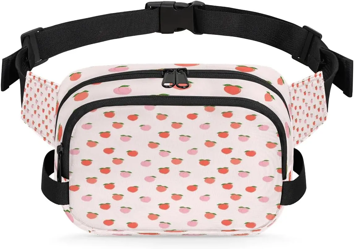 Fanny Pack for Men Women, Waterproof Sports Waist Bag Pack, Peach Belt Bag for Travel Hiking Running, Travel Chest Bag with Adjustable Strap, Sweet Peach