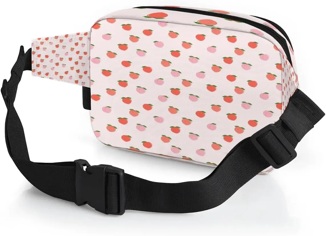 Fanny Pack for Men Women, Waterproof Sports Waist Bag Pack, Peach Belt Bag for Travel Hiking Running, Travel Chest Bag with Adjustable Strap, Sweet Peach