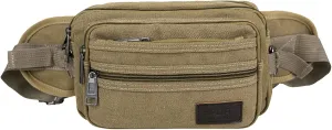 Fanny Pack for Women Men Canvas Crossbody Waist Bag Zip up Shoulder Chest Belt Phone Messenger Bag for Running Hiking
