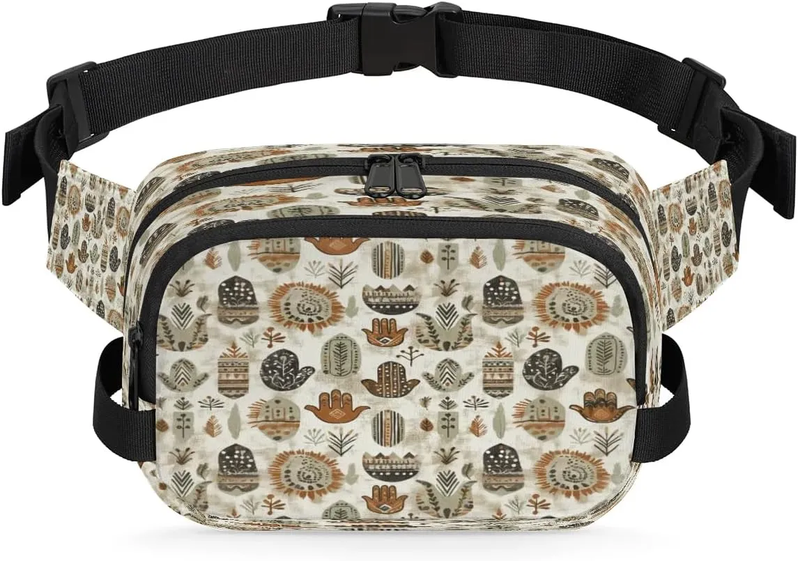 Fanny Pack for Women Men Unisex, Boho Ethnic Theme Waist Packs Casual Crossbody Belt Bags with Adjustable Strap for Sports Running Hiking