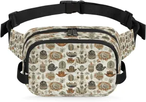 Fanny Pack for Women Men Unisex, Boho Ethnic Theme Waist Packs Casual Crossbody Belt Bags with Adjustable Strap for Sports Running Hiking