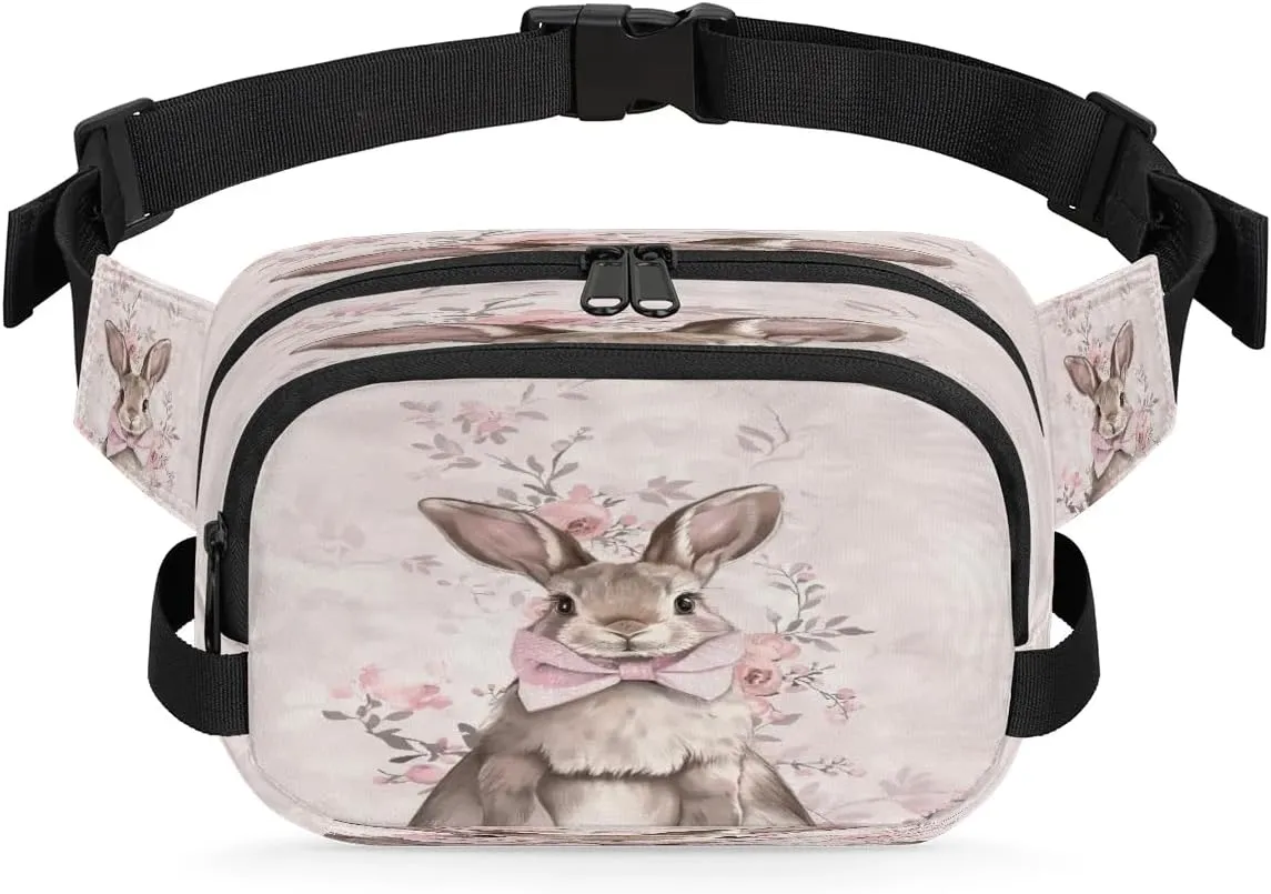 Fanny Pack for Women Men Unisex, Cartoon Bunny Waist Packs Casual Crossbody Belt Bags with Adjustable Strap for Sports Running Hiking