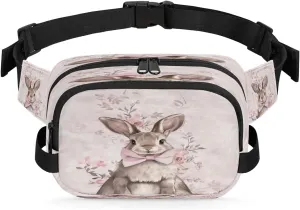 Fanny Pack for Women Men Unisex, Cartoon Bunny Waist Packs Casual Crossbody Belt Bags with Adjustable Strap for Sports Running Hiking