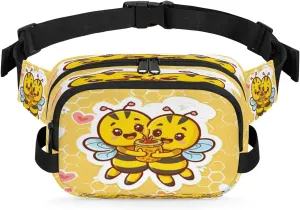 Fanny Pack for Women Men Unisex, Cartoon Cute Bee Honey Waist Packs Casual Crossbody Belt Bags with Adjustable Strap for Sports Running Hiking