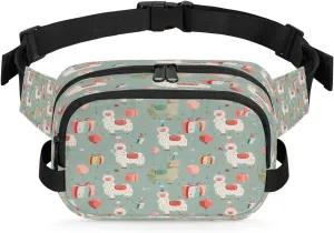Fanny Pack for Women Men Unisex, Funny Llama Waist Packs Casual Crossbody Belt Bags with Adjustable Strap for Sports Running Hiking