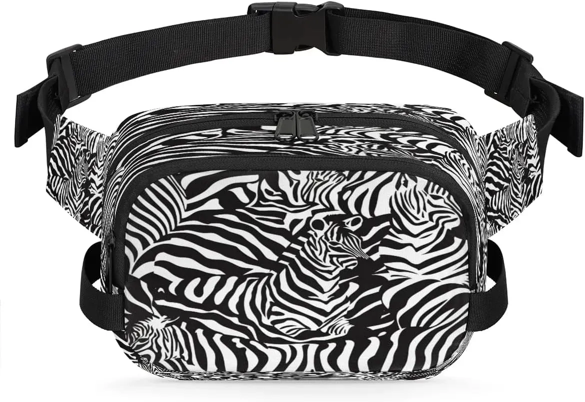 Fanny Pack for Women Men Unisex, Zebra Print Pattern Waist Packs Casual Crossbody Belt Bags with Adjustable Strap for Sports Running Hiking