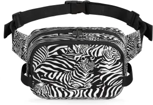 Fanny Pack for Women Men Unisex, Zebra Print Pattern Waist Packs Casual Crossbody Belt Bags with Adjustable Strap for Sports Running Hiking