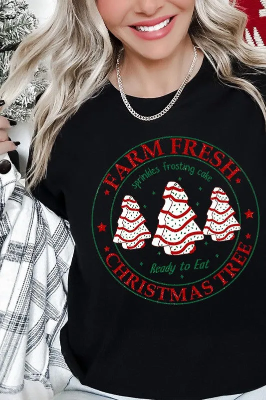 FARM FRESH CHRISTMAS TREE,SPRINKLES FROSTING CAKE UNISEX SHORT SLEEVE TEE