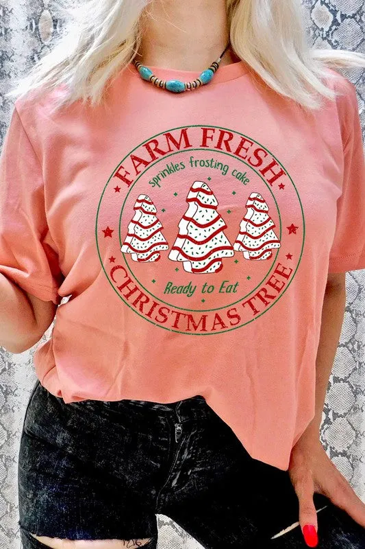 FARM FRESH CHRISTMAS TREE,SPRINKLES FROSTING CAKE UNISEX SHORT SLEEVE TEE