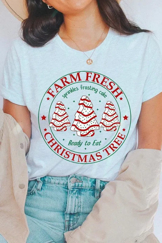 FARM FRESH CHRISTMAS TREE,SPRINKLES FROSTING CAKE UNISEX SHORT SLEEVE TEE