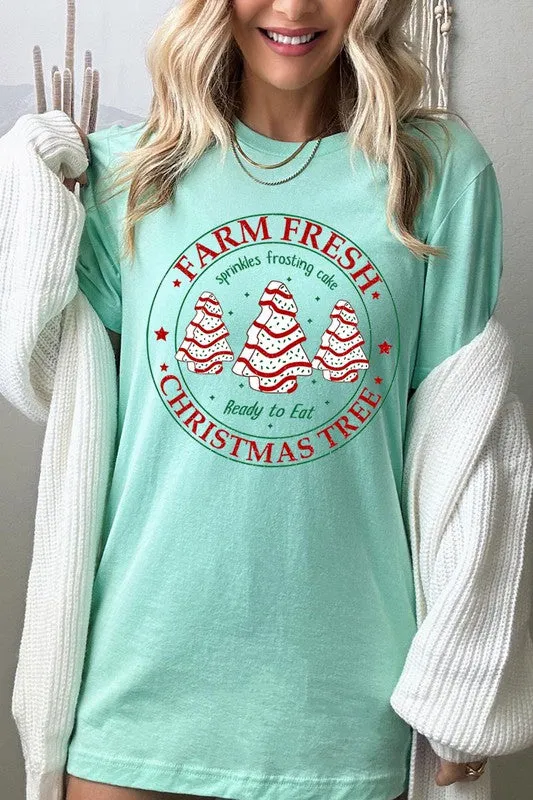FARM FRESH CHRISTMAS TREE,SPRINKLES FROSTING CAKE UNISEX SHORT SLEEVE TEE