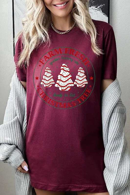 FARM FRESH CHRISTMAS TREE,SPRINKLES FROSTING CAKE UNISEX SHORT SLEEVE TEE