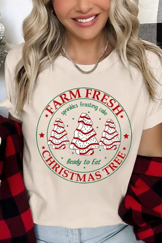 FARM FRESH CHRISTMAS TREE,SPRINKLES FROSTING CAKE UNISEX SHORT SLEEVE TEE