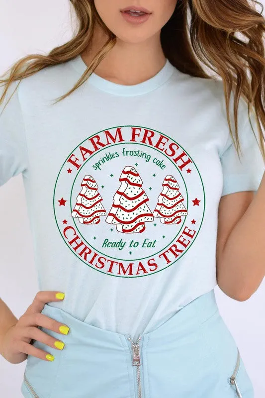FARM FRESH CHRISTMAS TREE,SPRINKLES FROSTING CAKE UNISEX SHORT SLEEVE TEE
