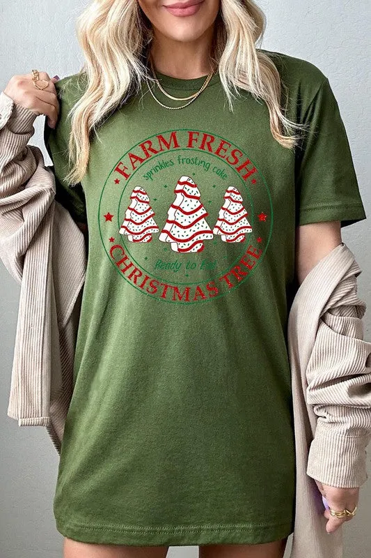 FARM FRESH CHRISTMAS TREE,SPRINKLES FROSTING CAKE UNISEX SHORT SLEEVE TEE