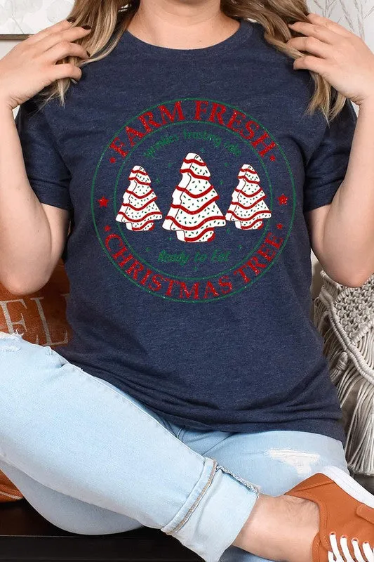FARM FRESH CHRISTMAS TREE,SPRINKLES FROSTING CAKE UNISEX SHORT SLEEVE TEE