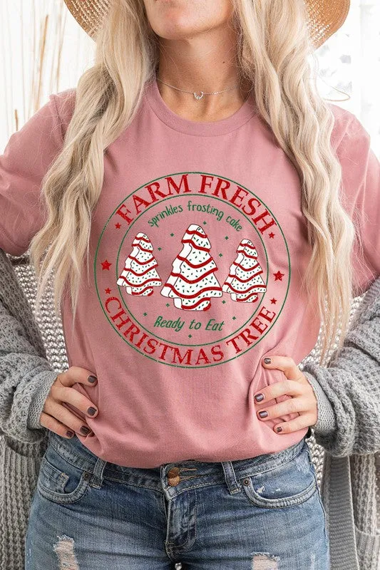 FARM FRESH CHRISTMAS TREE,SPRINKLES FROSTING CAKE UNISEX SHORT SLEEVE TEE