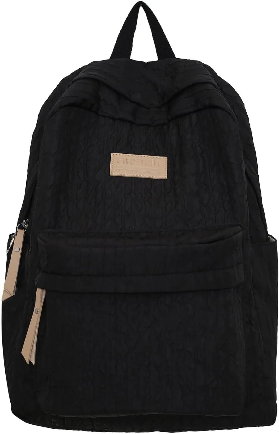 Fashion Cloth Canvas Backpack for Women Waterproof Nylon Anti-Theft Rucksack Fashion Bags for Travel Work Gift(Black)