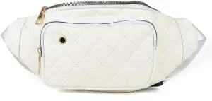 Fashion Waist Packs for Men Women Waist Bags Quilted Belt Bag Bum Bags Crossbody Waist Bag Purse for Sports Workout Traveling Running Casual Bag,White
