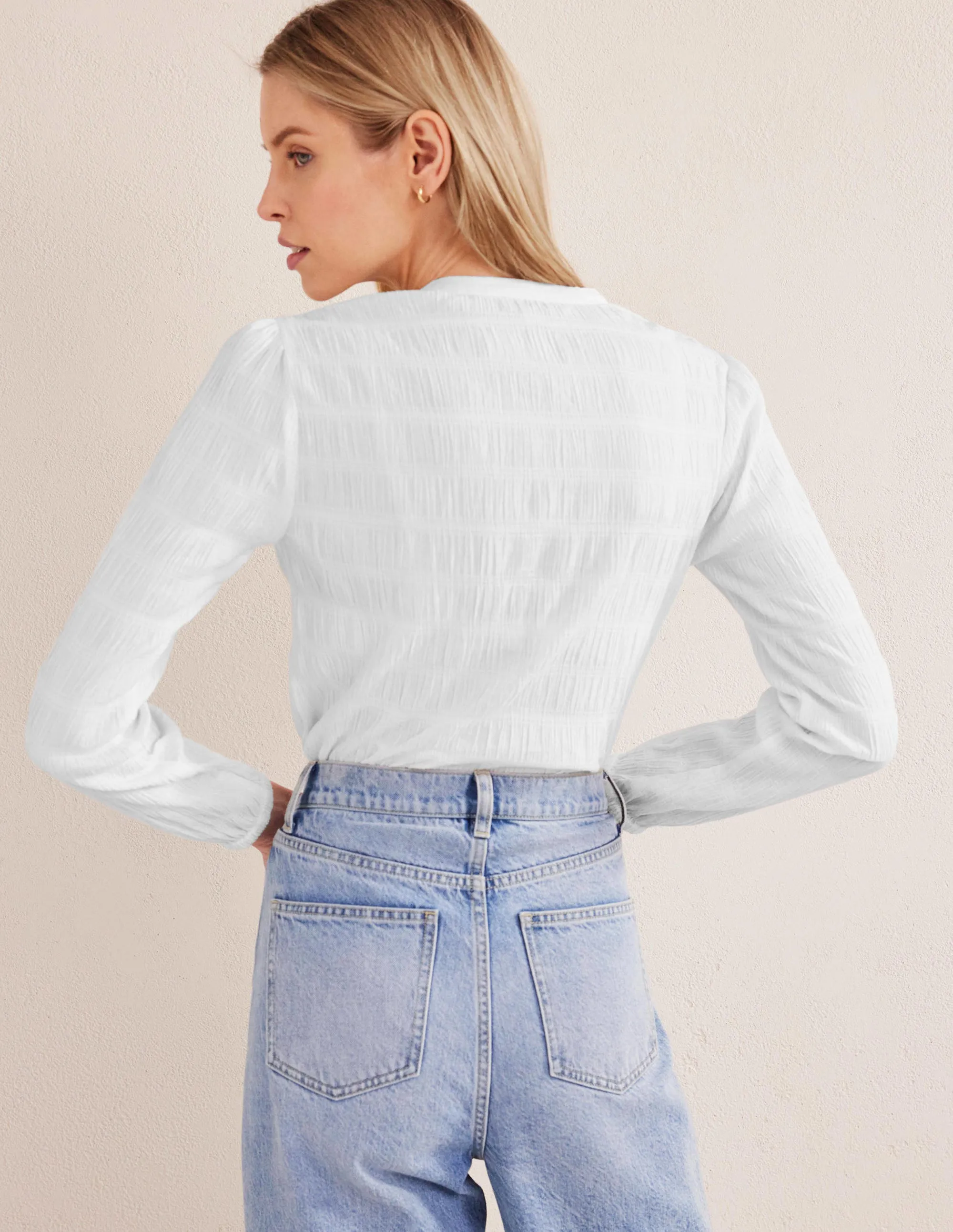 Fitted Textured Shirt-White