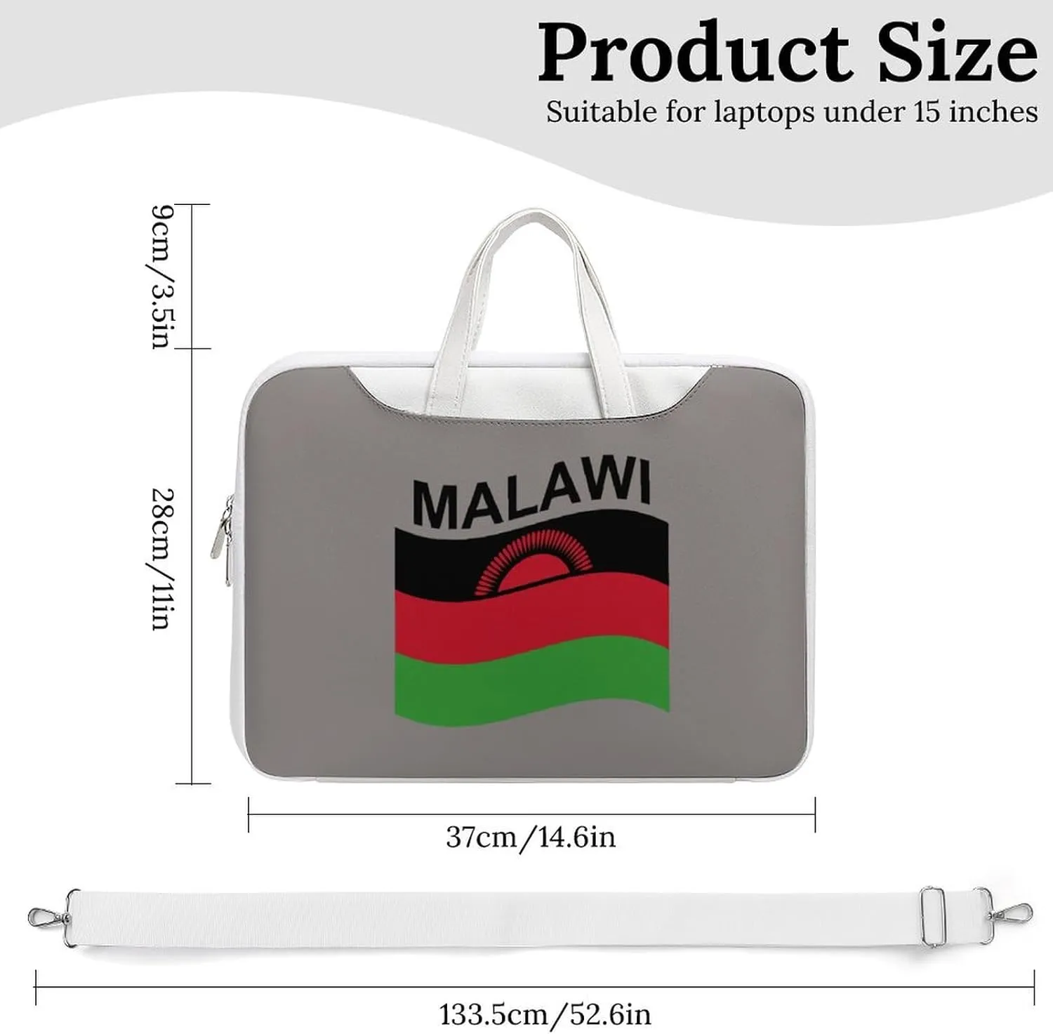 Flag of Malawi Leather Bag Laptop Case Slim Water Resistant Computer Bags with Handle Briefcase for Work