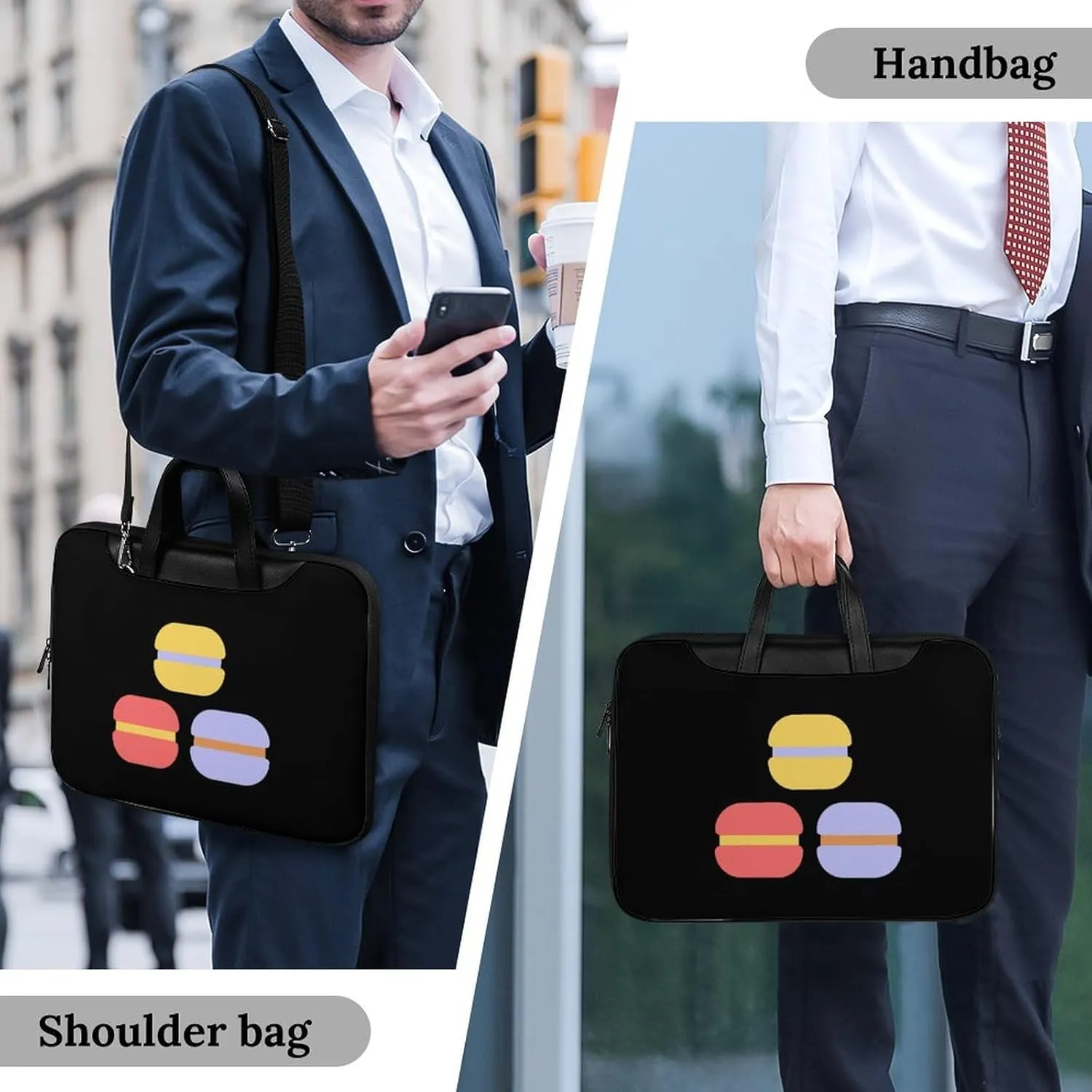 Flat Macarons Leather Bag Laptop Case Slim Water Resistant Computer Bags with Handle Briefcase for Work