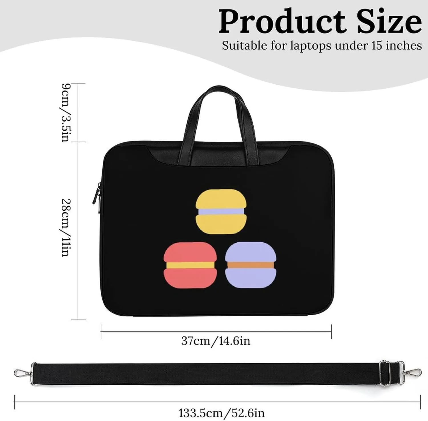 Flat Macarons Leather Bag Laptop Case Slim Water Resistant Computer Bags with Handle Briefcase for Work