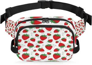 Fruits Strawberry Design Fanny Pack Durable with Adjustable Belt Main Zippered Pocket Lightweight Waterproof Belt Bag for Travel Sports Workout Hiking Phone Bag