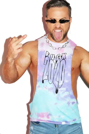 Fuck 2020 Tye Dye Low Arm Shedder Tank- Multi