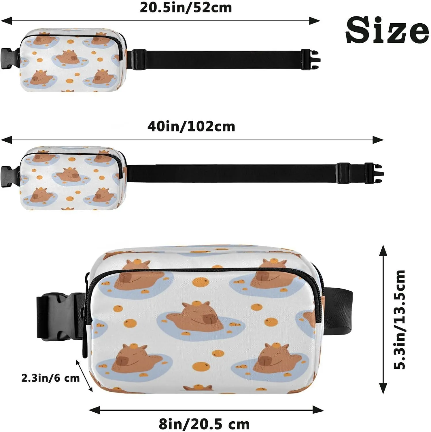 Funny Capybaras Swimming Belt Bag for Women Men Fanny Pack Small Waist Pouch Crossbody Bags for Outdoor Hiking Running Travel