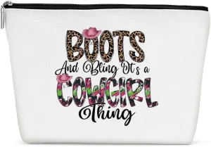Funny Western Makeup Bag, Western Gifts, Western Accessories for Women, Vintage Cowgirl Cosmetic Bag for Women Sister Friend Western Lovers Mom Birthday Christmas Friendship Travel Toiletry Bag