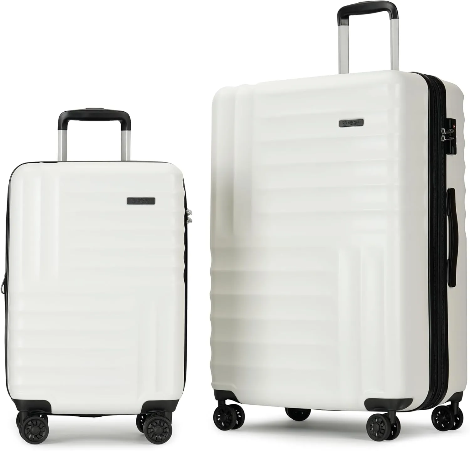 GinzaTravel PC ABS suitcase Spinner Wheels scratch-resistant Lightweight Spinner Expandable Suitcase, Universal wheel, (Giant series-01) (White, 2-Piece Set(20"/29"))