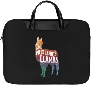 Girl Who Loves Llamas Laptop Case Slim Water Resistant Computer Bag with Handle Briefcase for Work