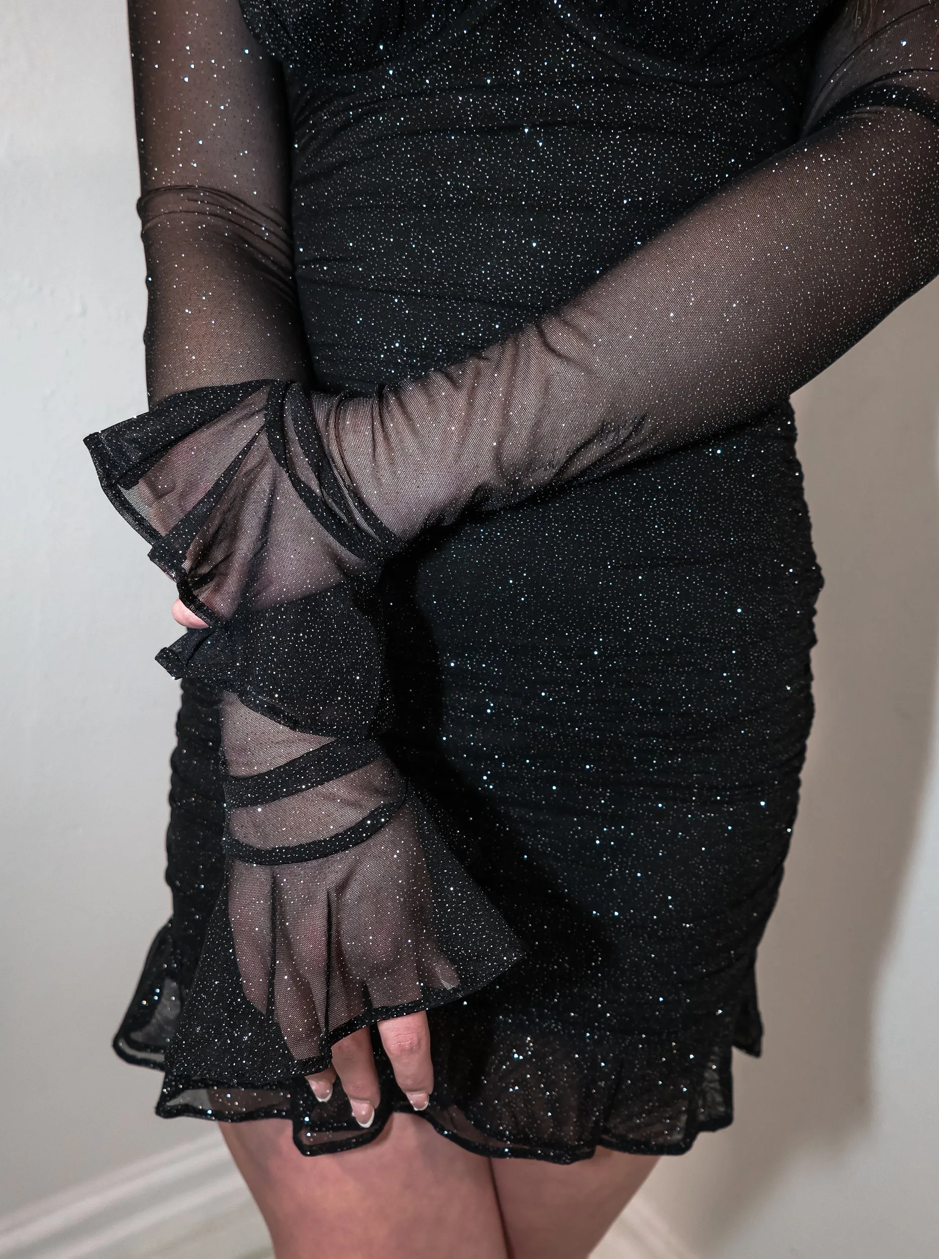 Glittered Mesh Mini Dress