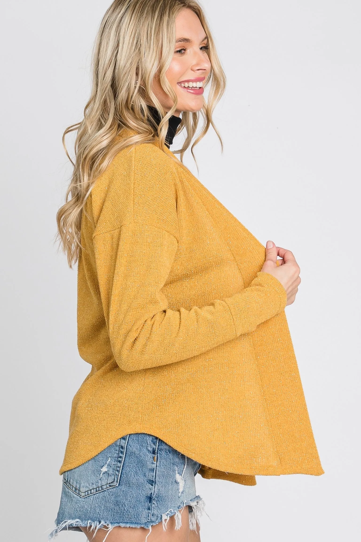 GOLD BOHO OPEN NECK LONG SLEEVES CARDIGAN SOIN2058C