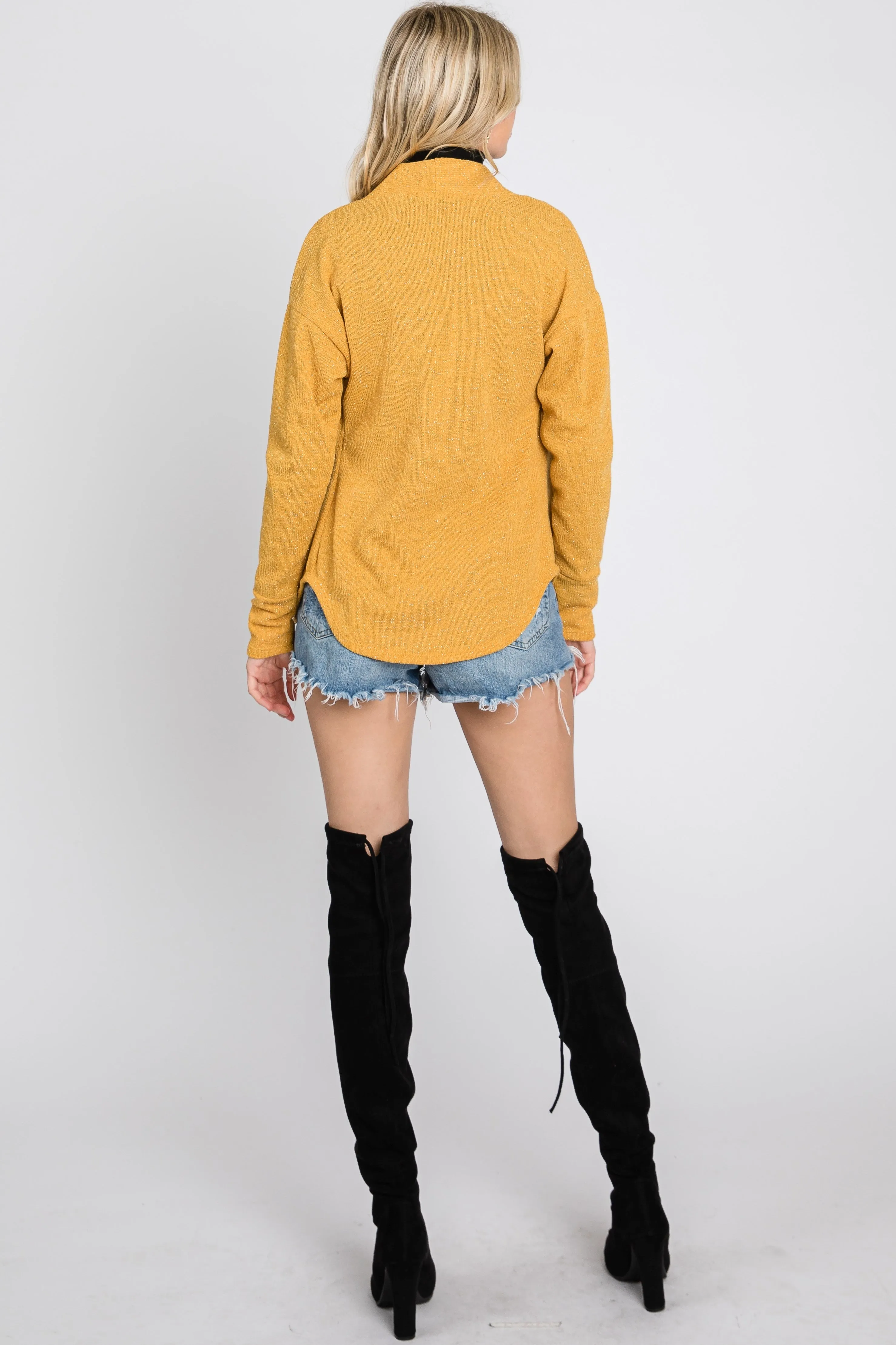 GOLD BOHO OPEN NECK LONG SLEEVES CARDIGAN SOIN2058C