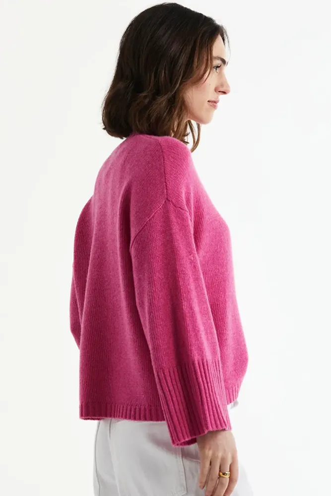 Grape Wide Sleeve Crew Neck Knit  LD & Co