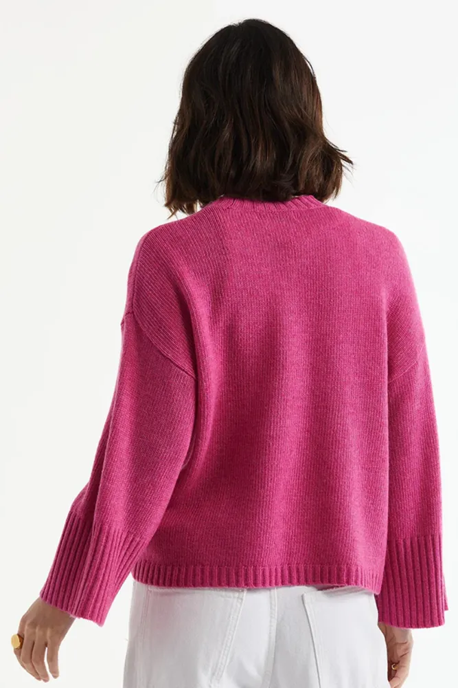 Grape Wide Sleeve Crew Neck Knit  LD & Co
