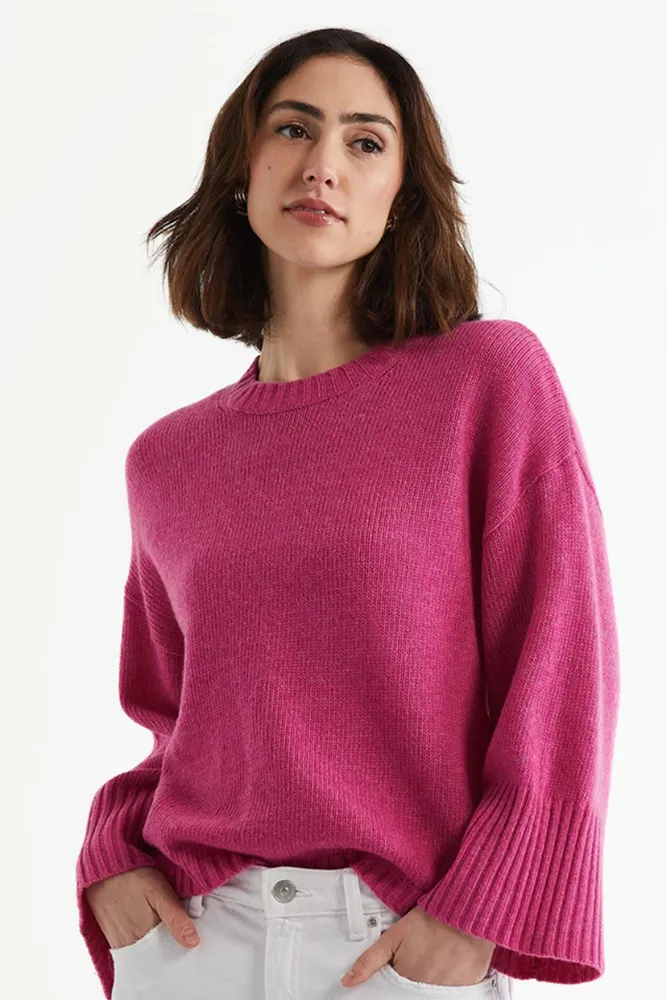Grape Wide Sleeve Crew Neck Knit  LD & Co