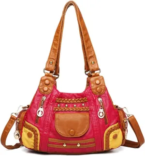 Handbags for Women Washed Leather Hobo Crossbody Purse Stylish Shoulder Satchels