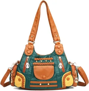 Handbags for Women Washed Leather Hobo Crossbody Purse Stylish Shoulder Satchels